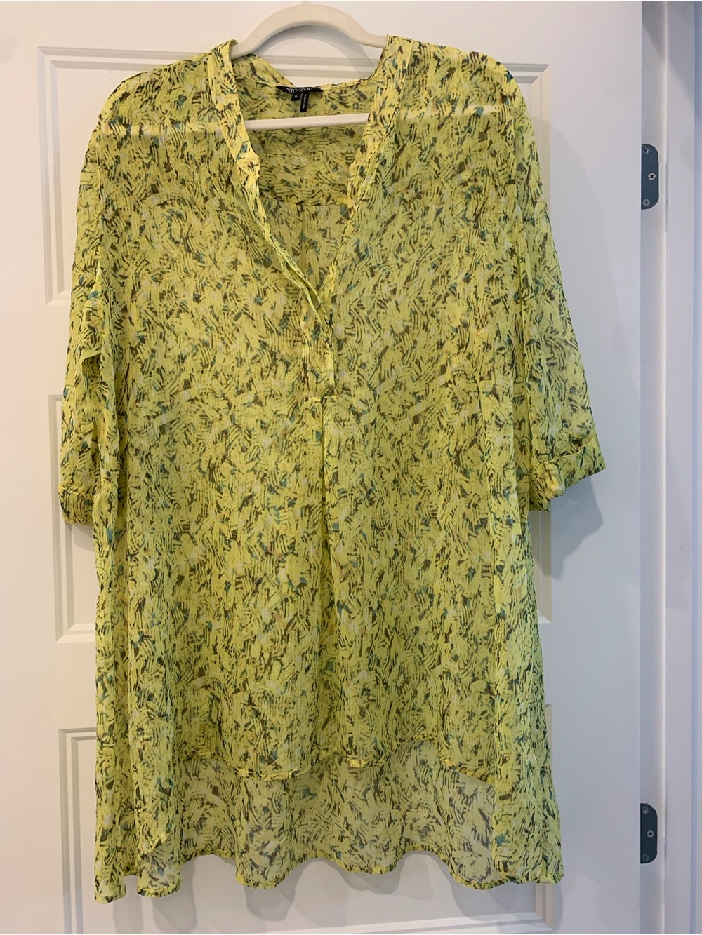 NIC+ZOE Yellow Printed V-Neck Tunic